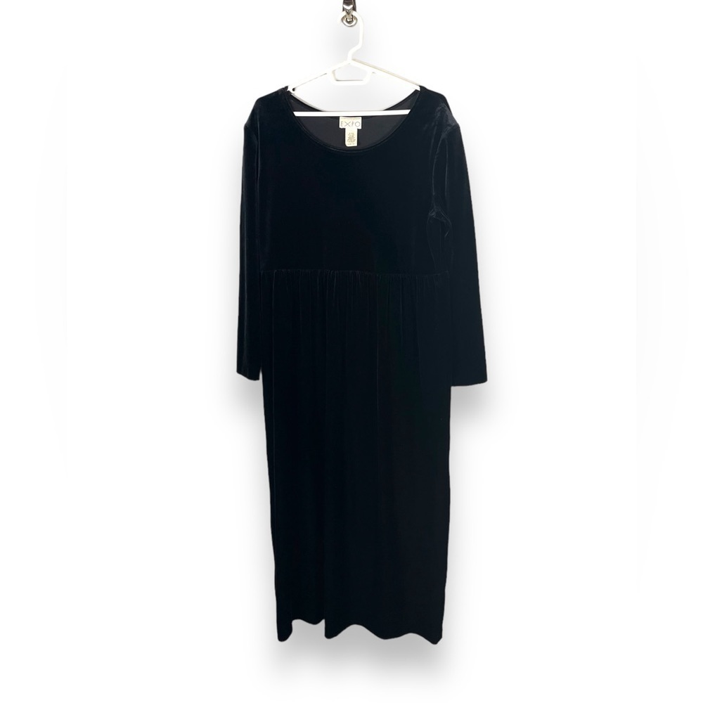 Expo Vintage Scoop Neck Long Sleeve Velvet Shift Dress, Midnight Blue, Size 14